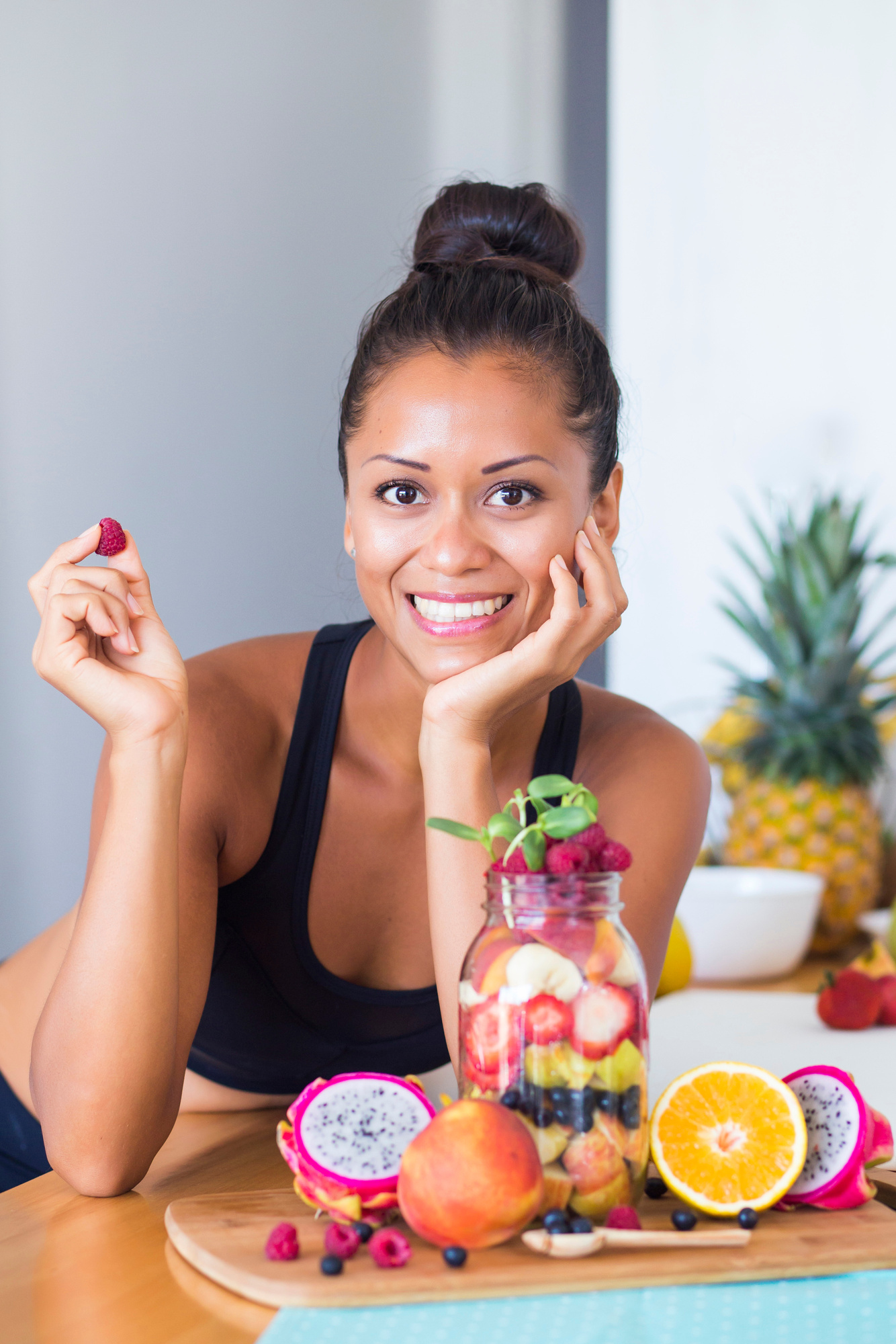 Healthy Woman with Fruits